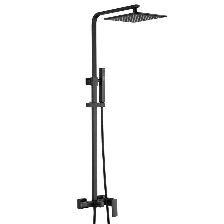 MODLAND Matte Black Wall Mounted Exposed InstallShower System With 9.84